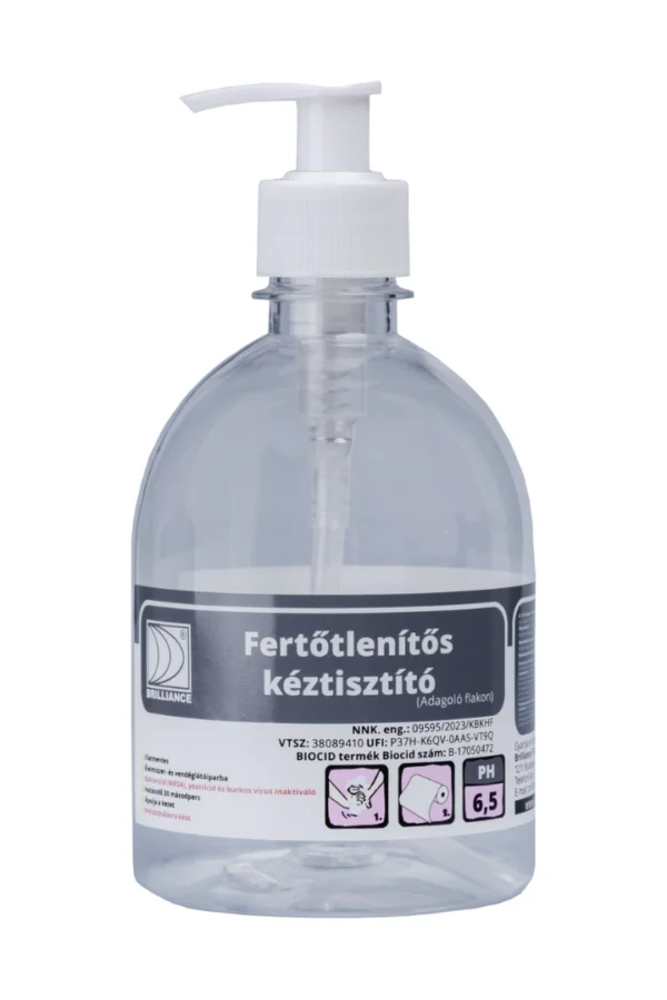 Brilliance Fertőtlenítős kéztisztító adagoló flakon 500 ml (üres)