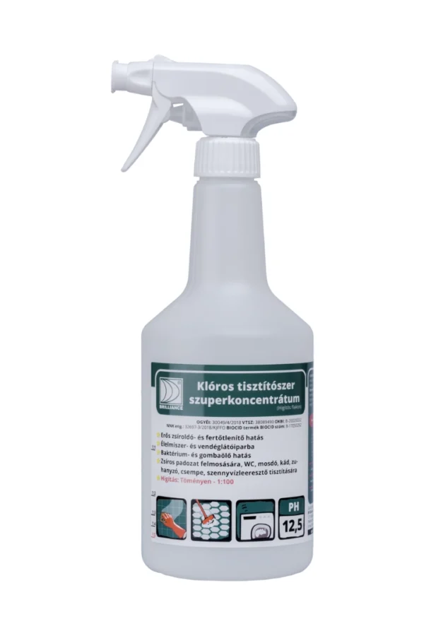Klóros tisztítószer szuperkoncentrátum hígító flakon szórófejjel 750ml (üres)