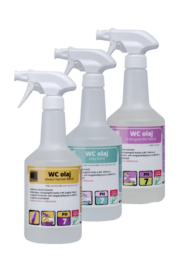 3x Brilliance® WC olaj 0,75 liter (erdei gyümölcs illattal + virág illattal + tavaszi harmat illattal)