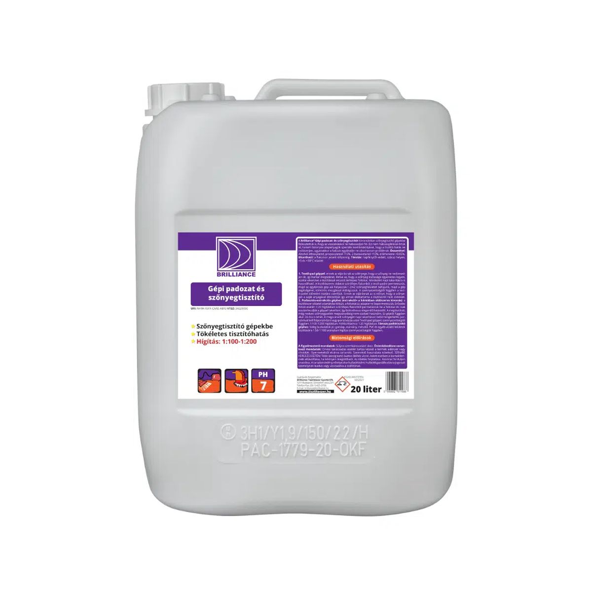 tisztitoszer-hu-Brilliance® Gépi padozat- és szőnyegtisztító 20 liter 2 tisztitoszer-hu-GPSZ20B 01 brilliance gepi padozat es szonyegtisztito termek foto 720 1080 20 liter 2023