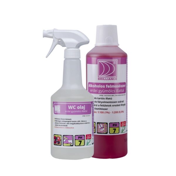 tisztitoszer-hu-Brilliance® WC olaj erdei gyümölcs illattal 0,75 liter + Brilliance® Alkoholos felmosószer erdei gyümölcs illattal 1 liter 1 tisztitoszer-hu-WCOEGY075+AFEGY1 02 csomagajanlat 720 1080 erdei wc felmos